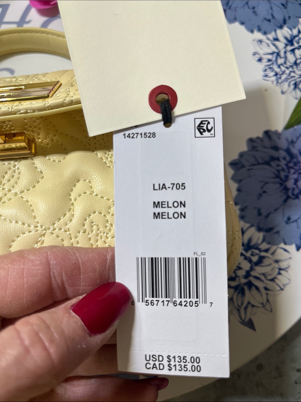Ted Baker Pale Cream Quilted Top-Handle Mini Bag with Chain Strap - Picture 7 of 9
